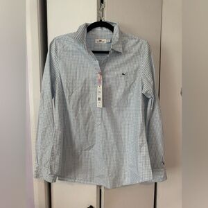 Vineyard Vines Light Blue and White Gingham Shirt